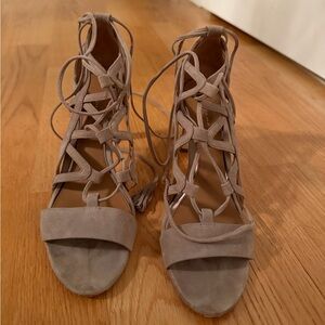 Elie Tahari Lace-Up Suede Heels